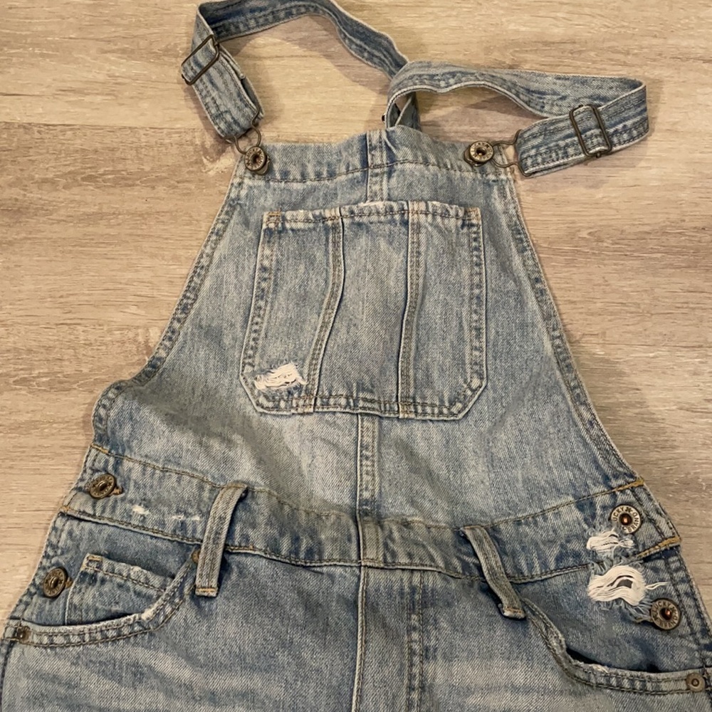 Lucky Brand Ripped Jean Overalls